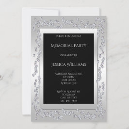 Convite Na moda Diamantes Silver Memorial Party
