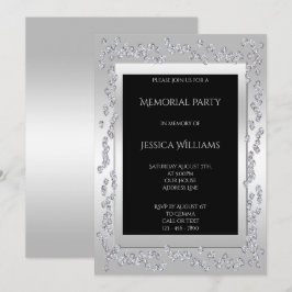 Convite Na moda Diamantes Silver Memorial Party