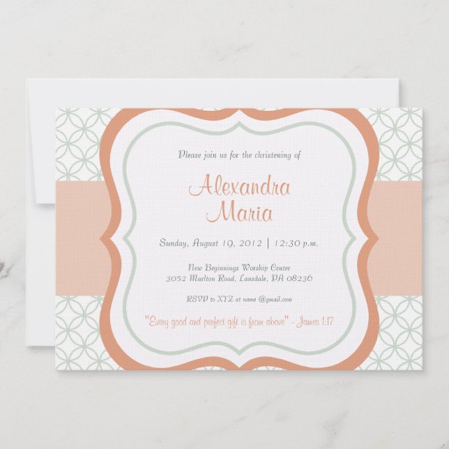 Convite na moda do batismo da dedicação do bebê (Frente)