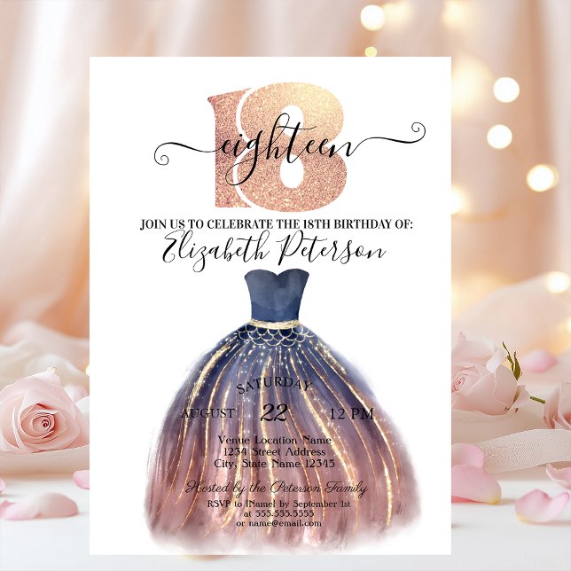 Convite Na moda Elegante 18ª Festa de aniversário (Criador carregado)