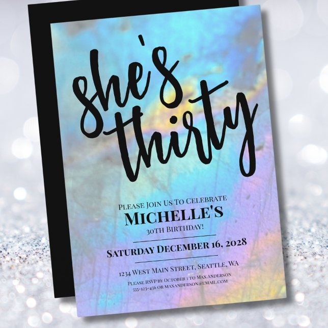 Convite Na moda Elegante aniversário de 30 anos moderno (Stylish Elegant Colorful Modern 30th Birthday Invitation)