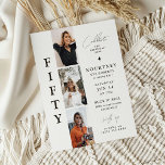 Convite Na moda FIFTY Photo Strip 50th Birthday<br><div class="desc">Na moda 50º Convite de aniversário. Design apresenta uma coleção de fotos e um modelo de aniversário elegante. Todo texto é facilmente personalizado.</div>