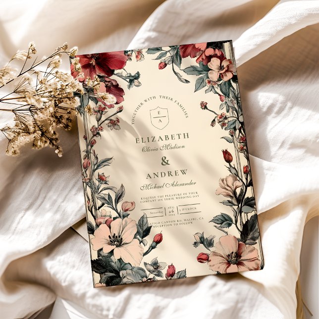 Convite Na moda Floral Art Nouveau Wedding (Criador carregado)