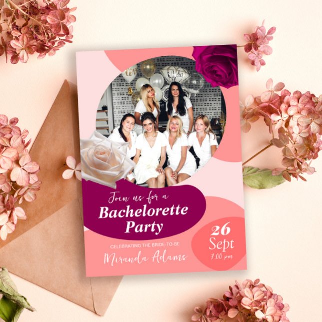 Convite Na moda Floral Peach Fuzz Festa de solteira (Criador carregado)