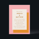 Convite Na moda Geométrico Moderno, Rosa e Laranja<br><div class="desc">Convite para Casamento Moderno de Cor-de-Rosa Geométrica e Na moda Laranja</div>