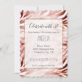 Convite Na moda Girly Pink Rose Dourada Zebra Glitz