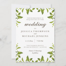 Convite Na moda Green Botanical deixa casamento