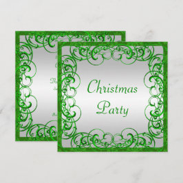 Convite Na moda Green Flourish e Swirls Natal