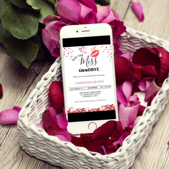 Convite Na moda Kiss Miss Goodbye Chá de panela de Lábios  (Criador carregado)