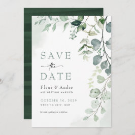Convite Na moda Leafy Greenery Casamento Salve a Data