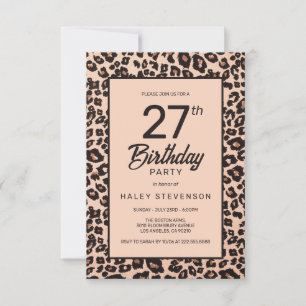Convite Na moda Leopard Animal Print Trendy 27th Birthday