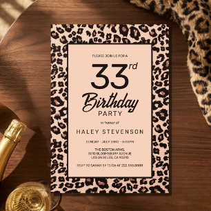 Convite Na moda Leopard Animal Print Trendy 33º Aniversári