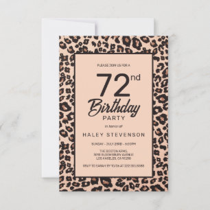 Convite Na moda Leopard Animal Print Trendy 72nd Birthday