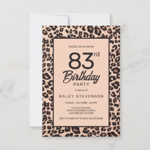 Convite Na moda Leopard Animal Print Trendy 83rd Birthday