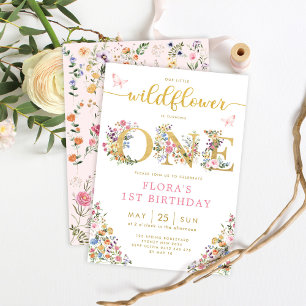 Convite Na moda Little Wilflower Garden Girl primeiro aniv