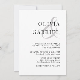 Convite Na moda minimalista. Casamento branco e negro mode