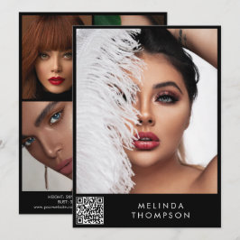 Convite Na moda Modelando a placa Comp 5 Photo QR Code Bla