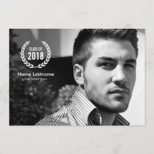 Convite Na moda Modern Laurel Wreath Photo Formando Invite