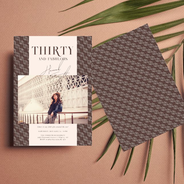 Convite Na moda Modern Trinta | Foto aniversário de 30 ano (Criador carregado)
