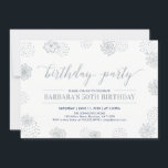 Convite Na moda moderna 50ª Festa de aniversário Adulta<br><div class="desc">Celebre o seu dia especial com este design de convite de aniversário com uma bela tipografia e padrões de fundo em textura falsa de prata.</div>