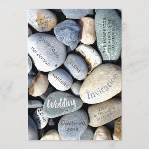 Convite Na moda Moderno Casamento da Natureza de Pebbles I