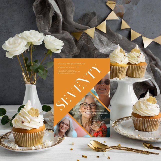 Convite Na moda Moderno Setenta | Foto de 70 Birthday 3 (Criador carregado)