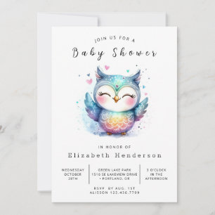 Convite Na moda Online Owl Chá de fraldas