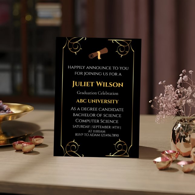 Convite Na moda preto a frio (Criador carregado)