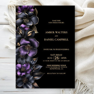 Convite Na moda Purple e Cinza Casamento Floral