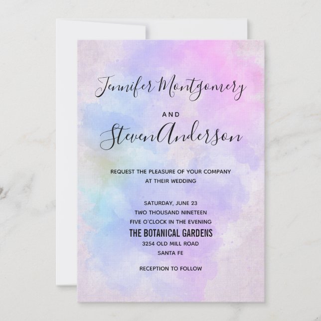 Convite Na moda púrpura Abstrato azul (Frente)