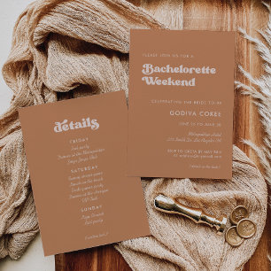 Convite Na moda retro açúcar castanho Bachelorette Fim d
