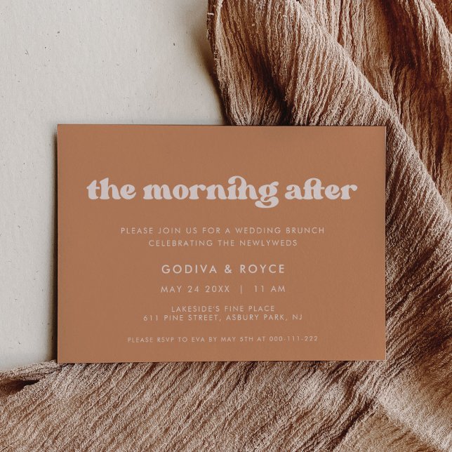 Convite Na moda retro Açúcar Marrom Casamento Brunch (Criador carregado)