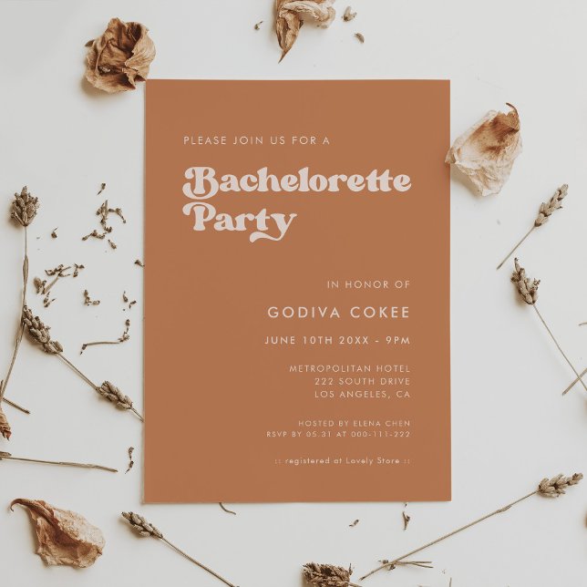 Convite Na moda retro Festa de solteira de açúcar castanho (Criador carregado)