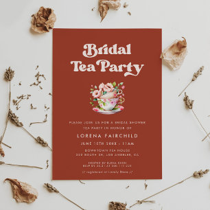 Convite Na moda retro Terracotta Bridal Tea