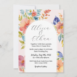 Convite Na moda Rosa de Casamento das Flores Modernas