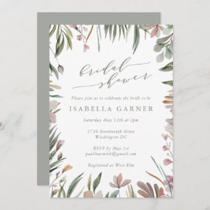 Convite Na moda Rustic Greenery Sage Chá de panela Verde