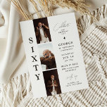 Convite Na moda SEXTY Photo Strip 60th Birthday<br><div class="desc">Descubra a magia do design eterno com o nosso 'Na moda 60º Convite de aniversário'. O convite apresenta uma colagem de fotos que captura momentos de precioso e um modelo de aniversário elegante contra um pano de fundo branco clássico. Personalize o texto com facilidade para adicionar um toque pessoal. Perfeito...</div>