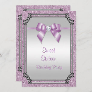 Convite Na moda Silver Frame & Lilac Posh Gem Arco Sweet 1