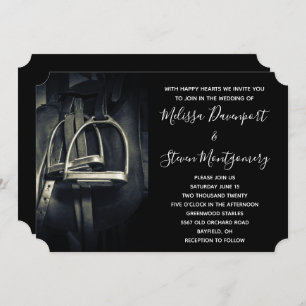 Convite Na moda Silver Stirrups em Inglês Riding Saddle