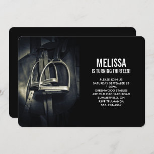 Convite Na moda Silver Stirrups em Inglês Riding Saddle