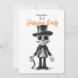 CONVITE NA MODA SKELETON EM FESTA NEGRA HALLOWEN