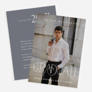 Convite Na moda Tipo Photo 2022 Festa de formatura Blue