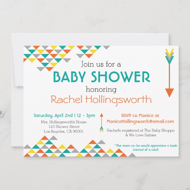 Convite na moda tribal & da seta do chá de fraldas (Frente)