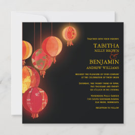 Convite Na moda Vermelho Papel Lanterna Casamento