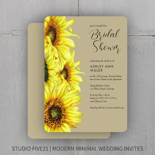 Convite Na moda Watercolor Chá de casamento Sunflower Khak