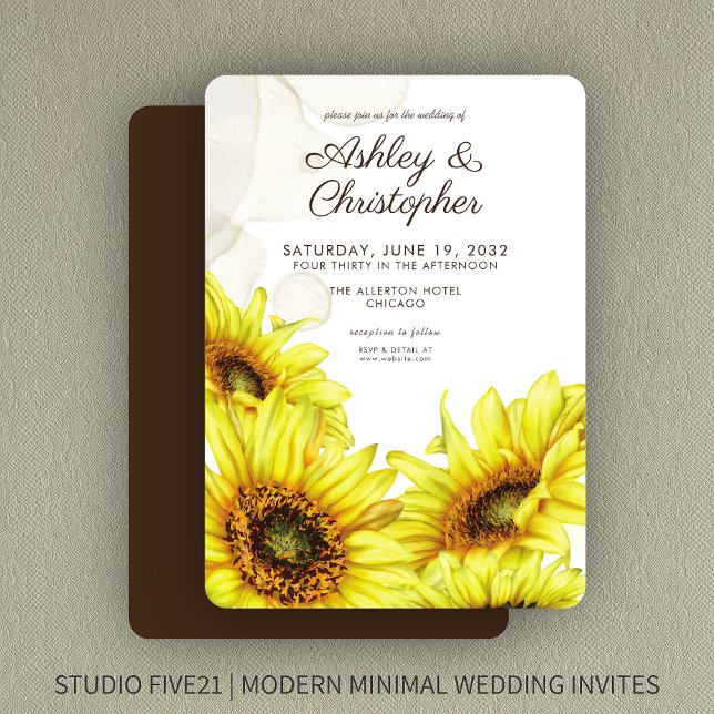 Convite Na moda Watercolor Sunflower Wedding (Criador carregado)