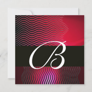 Convite NA MODA WAVES MONOGRAM, Ruby Red Burgundy