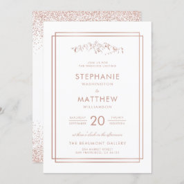 Convite Na moda White e Rosa Dourada Mountain Weding