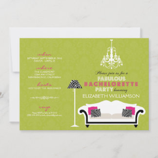 Convite Na moda Zebra Decor Bachelorette Invite (limão)
