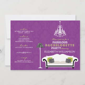 Convite Na moda Zebra Decor Bachelorette Invite (roxo)